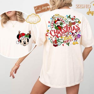 Comfort Colors® 2-Sided Mickey&#39;s Very Merry Christmas Party 2025 Shirt,Disney Santa Mickey And Friends Group Christmas Lights Tee,Disneyland