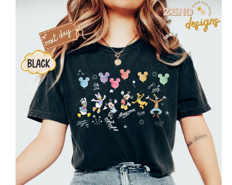 Comfort Colors® Retro Disney Mickey and Friends Signatures, Disney Vacation Shirt, Magic Kingdom Shirt, Disneyland Tee, Disneyworld Shirt image 6