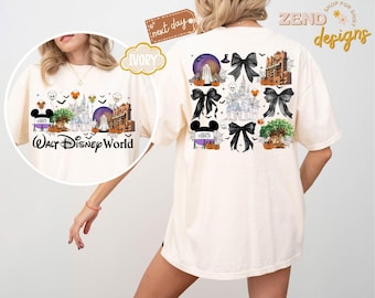 Comfort Colors Retro Magic Kingdom Coquette Bow Shirt, Mouse and Friends Halloween Tee, Cartoon Halloween, Spooky Season, Halloween Party
