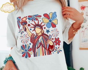 Comfort Colors® 4th July Statue of Liberty Shirt, Resist Shirt, Feminist Tee, Liberty T-Shirt, Gift for Woman Retro American Girl Shirt