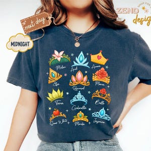 Comfort Colors® Retro Princess Crown Shirt, Snow White Rapunzel Ariel Belle Tee,Disney Girl Trip Shirt,Magic Kingdom Princess Vacation Shirt