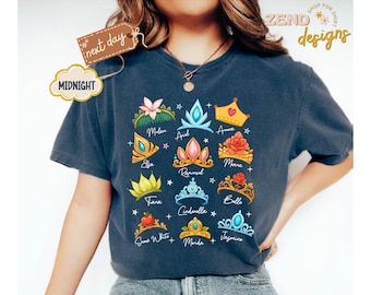 Camiseta Comfort Colors® Retro Princess Crown, Camiseta Blancanieves Rapunzel Ariel Bella, Camiseta Disney Girl Trip, Camiseta Magic Kingdom Princess Vacation