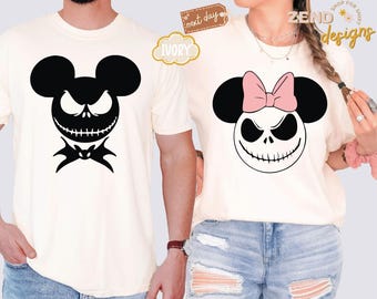 Comfort Colors® Disney Halloween Shirt, Mickey and Minnie Shirt, Jack and Sally Shirt, Spooky Season Shirt, Pumpkin Shirt, Halloween Couple