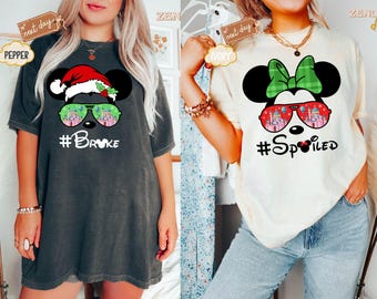 Magliette Minnie viziata e Topolino al verde, Magliette Famiglia al verde e viziata, Magliette per coppie Disney, Magliette Disneyland, Maglietta di San Valentino Disney