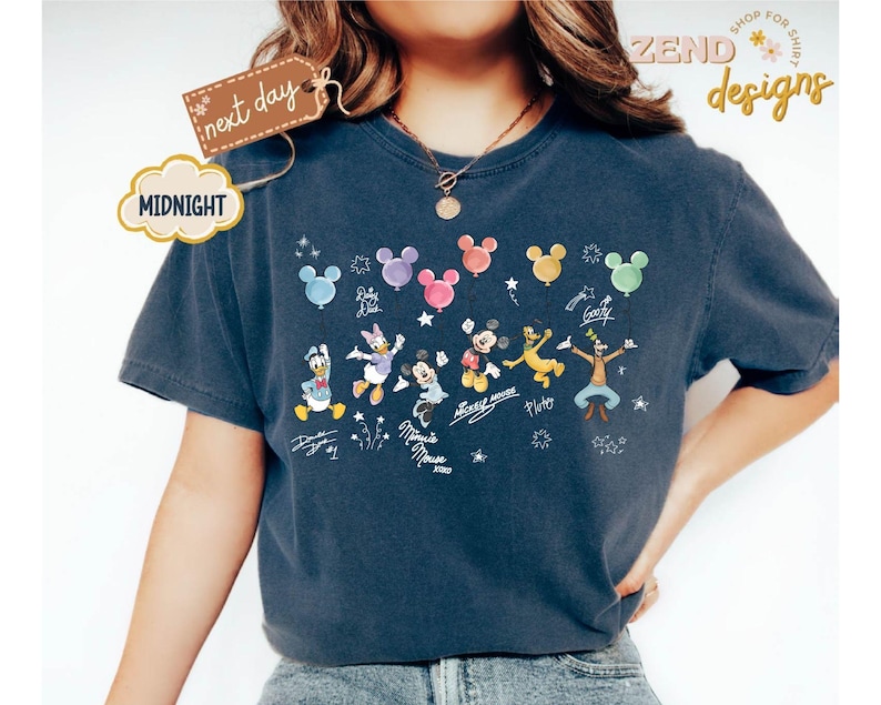 Comfort Colors® Retro Disney Mickey and Friends Signatures, Disney Vacation Shirt, Magic Kingdom Shirt, Disneyland Tee, Disneyworld Shirt image 8