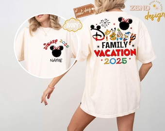 Comfort Colors Custom Disney 2025 Family Vacation Shirts,Personalized Mickey Castle 2025 Shirts,Disneyland Family Trip Shirt,Mickey Trip Tee