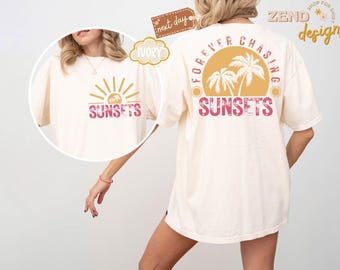 Comfort Colors Shirt, Forever Chasing Sunsets Shirt, Retro Summer T-Shirt, Retro Beach Shirts, Tropical Summer Shirt, Aesthetic Summer Shirt