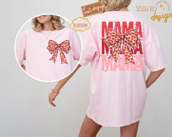 Coquette Mama Comfort Colors Shirt, Coquette Bow T-shirt for Mom, Mothers Day Gift, Girly Mama Outfit, Baby Shower Gift for Expecting