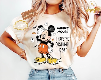 Comfort Colors® Mickey Halloween-shirt, retro Mickey I Have No Costume 1928-shirt, Mickey's Not So Scary, Disney Spooky Halloween Party-T-shirt