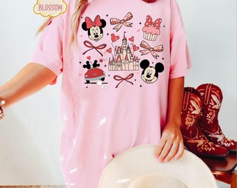 Comfort Colors Disney Valentine&#39;s Day T-Shirt, Matching Valentines Shirts, Mickey And Minnie Friends Shirt, Disney Valentine&#39;s T-Shirt, Gift