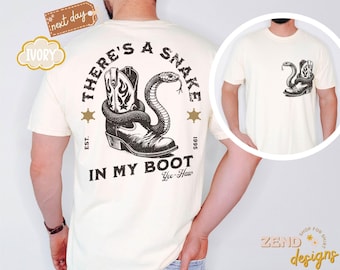 Comfort Colors® Toy Story Mens Shirt, There's A Snake In My Boot Front & Back Print Heavy Weight Unisex Tee, Woody Park Hopper Shirt for Dad