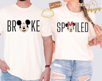 Comfort Colors® Broke and Spoiled Shirt, Disney Couple Shirt, Mickey and Minnie Valentine Tee, Anniversary Tee, Disney Family Trip Gift