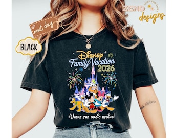 Comfort Colors® Disney-gezinsvakantie 2026, Disney-gezinsreis, bijpassende Disney-shirts, familievakantie-shirt, Disney-vakantieshirt