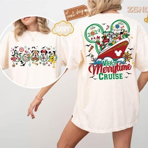 Comfort Colors®2-sided Mickey & friends Very Merrytime Cruises 2024 Christmas Shirt, Mickey&#39;s Very Merry Xmas Party Tee, Disney Wish Fantasy