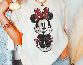 Custom Disney Mickey & Friends Cute Minnie Mouse Doodle Shirt, Hollywood Studios Tee, WDW Trip T-shirt, Family Birthday Gift, Couple Shirt
