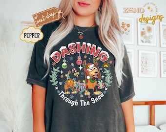 Dashing through The Snow Slink Dog Christmas Sweatshirt, Disney Toy Story Merry Christmas Sweater, Disneyland Family Christmas Trip Tee