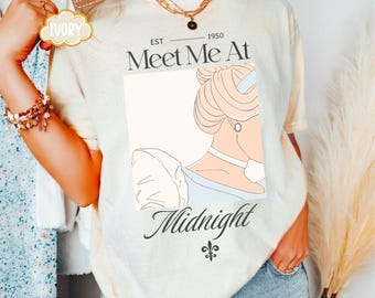 Comfort Colors Meet me at Midnight Shirt, Disney Cinderella Inspired Shirt, Disney Girls Trip 2025, Princess Birthday Girl, Disneyland Shirt