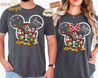 Chemise de Noël Disney personnalisée Comfort Colors®, chemise de Noël Disney 2025 personnalisée, chemise de Noël Disney famille assortie, voyage Disney