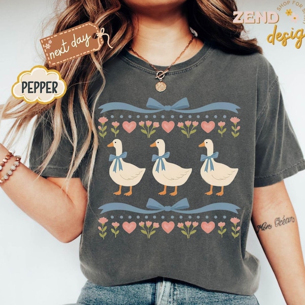 Comfort Colors® Vintage 80s Goose Shirt, Funny Blue Ribbon Goose Tee, Retro Goose Graphic Shirt, Cute Farm Animal Tee, Cottagecore Gift Tee
