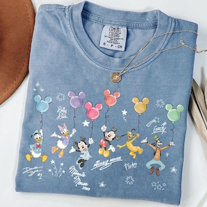 Comfort Colors® Retro Disney Mickey and Friends Signatures, Disney Vacation Shirt, Magic Kingdom Shirt, Disneyland Tee, Disneyworld Shirt image 1