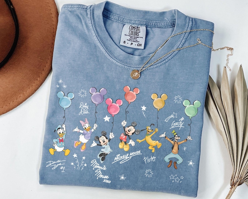 Comfort Colors® Retro Disney Mickey and Friends Signatures, Disney Vacation Shirt, Magic Kingdom Shirt, Disneyland Tee, Disneyworld Shirt image 1