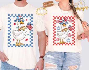 Maglietta con l'oca patriottica Comfort Colors®, maglietta del Memorial Day, maglietta con l'oca divertente, maglietta con la bandiera americana, regali per il 4 luglio, rosso, bianco e blu
