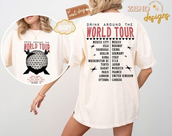 Comfort Colors® Epcot World Tour-shirt, Drink Around The World-shirt, Disney-shirt voor groepsreis, Epcot WDW-shirt, Epcot Drink Around the World-shirt, Epcot Drink Around the World-shirt