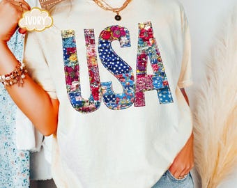 Comfort Colors Vintage Floral USA Shirt,Patriotic Shirts,Independence Shirt,4Th July for Women,4Th Of July Flag,USA Tee,Floral American Flag