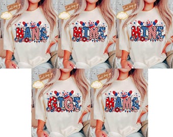 Komfortfarben Personalisiertes 4. Juli Familien-T-Shirt, Gigi-Shirt, Vaterländisches Nana-T-Stück, 4. Juli Mama, Mimi-T-Stück, Geschenk für Frau, amerikanische Mutter