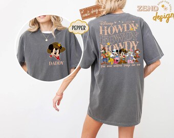 Comfort Colors® Mickey Minnie Howdy Shirt, Disney Western Family T-Shirt, WDW Family Trip 2025 Tee, Western Style Shirt, Family Matching Tee