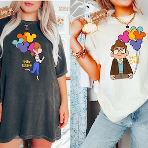 Zijn Carl Her Ellie-shirts, Carl en Ellie-shirts, t-shirt voor koppel omhoog, shirt Disney-cadeau paar cadeau, Disney huwelijksreis-T-shirt, hem en haar, mijnheer en mevrouw