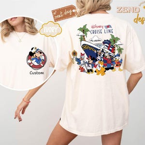 Komfortfarben Personalisierte Disney Cruise Mickey & Friends T-Shirt, Benutzerdefinierte Familien Cruise Group Passende Shirt, Benutzerdefinierte Name Cruise T-Shirt