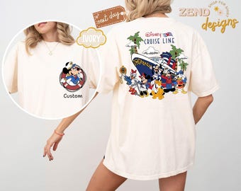 Comfort Colors パーソナライズ ディズニー クルーズ ミッキー＆フレンズ Tシャツ、カスタム ファミリー クルーズ グループ お揃いシャツ、カスタム 名前入りクルーズ Tシャツ