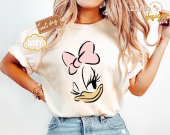Comfort Colors® Shirt Daisy Duck Face, Disney Daisy Duck T-shirt, T-shirt Daisy Duck, meisjes T-shirt Daisy Duck, Disney T-shirt Familievakantie, Leuk Shirt Duck Face