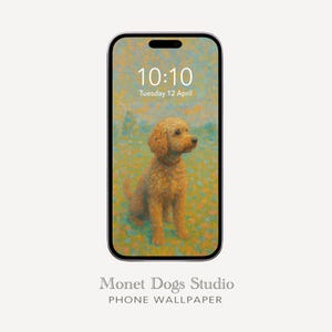 Sfondo per telefono Cockapoo • Arte canina in stile Monet • Download digitale di sfondo Cockerpoo