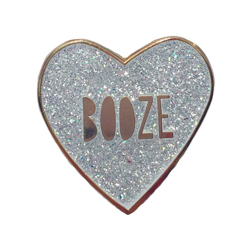 Booze Heart 1 Hard Enamel Pin Glitter Enamel SKU Etsy