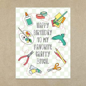Feliz aniversário para minha cadela astuta favorita - cartão dobrado A2 e envelope - SKU 628
