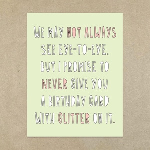 SALE - Never Glitter - A2 gevouwen notitiekaart en envelop - Art.nr. 410 - verjaardagskaart