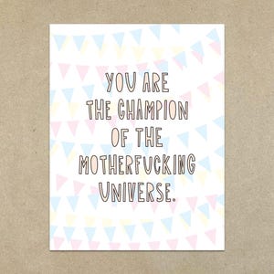 Tu es le champion de l'univers de la putain de - Carte de correspondance pliée A2 et enveloppe - SKU 450