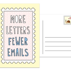 More Letters, weniger Emails - 10cm x 15cm Postkarte - SKU PC-007