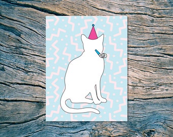 Party Cat - birthday card - A2 folded note card & envelope - SKU 536