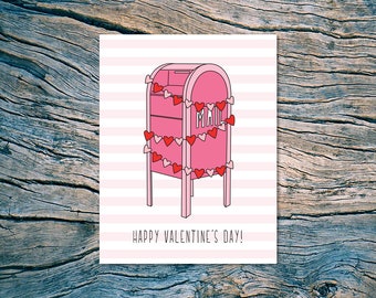 Valentine's Day Mailbox. - A2 folded note card & envelope - SKU 583
