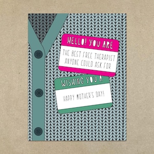 Mama, du bist die beste kostenlose Therapeutin, die man sich wünschen kann! Alles Liebe zum Muttertag! - A2 Klappkarte & Kuvert - SKU 644