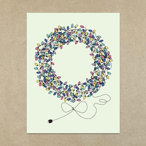 Couronne de lumières nouées pour les fêtes - Carte de correspondance pliée A2 et enveloppe - SKU 566