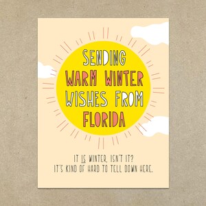 Cálidos deseos de invierno desde Florida: tarjeta de notas plegada y sobre tamaño A2 - SKU 367