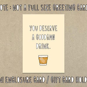 Vous méritez un sacré verre. - mini-carte cadeau - SKU S-133 - étiquette cadeau, porte-carte cadeau