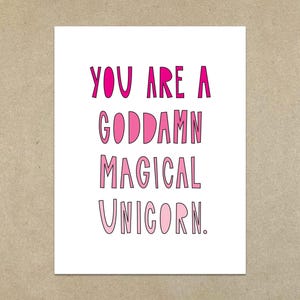 Eres un maldito unicornio mágico: tarjeta de notas plegada y sobre tamaño A2 - SKU 222