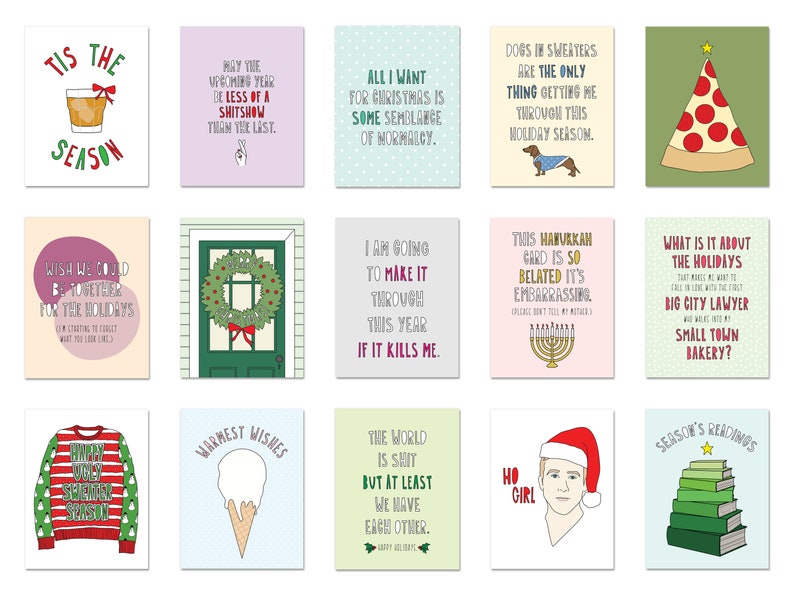 GRAB BAG 10 Winter Holiday cards & envelopes // Blind mystery bag of 10 slightly imperfect or discontinued greeting cards // Xmas Hanukkah image 2