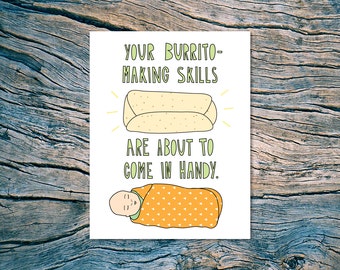 Burrito Baby - A2 folded note card & envelope - SKU 269