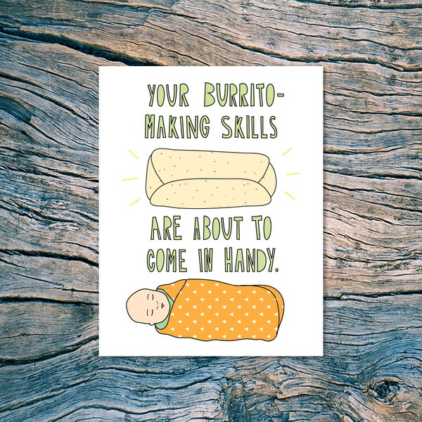 Burrito Baby - A2 folded note card & envelope - SKU 269